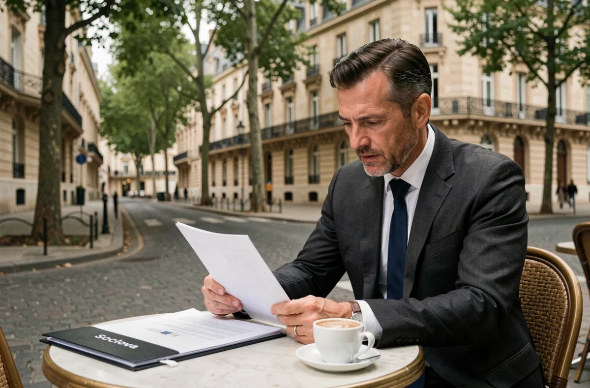 Agent de l'agence Soclova Cours Saint-Laud consultant des documents à Angers