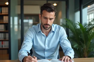 Agent immobilier vérifiant la validité des diagnostics immobiliers dans un dossier de compromis de vente