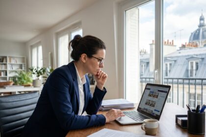 Femme d'affaires à Paris dans un bureau moderne