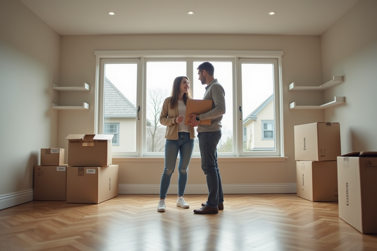 Femme propriétaire discutant avec un entrepreneur dans une maison