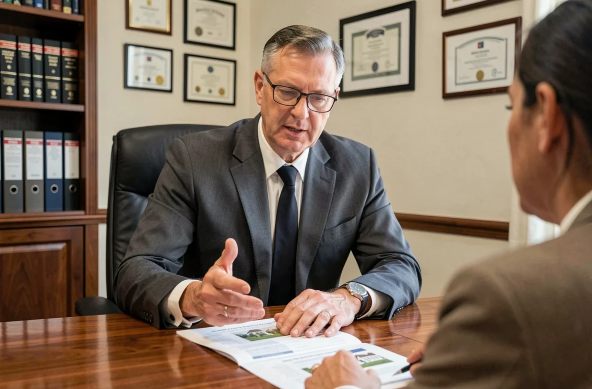 Conseiller de l'agence Immobilier et Conseil en consultation dans un bureau élégant
