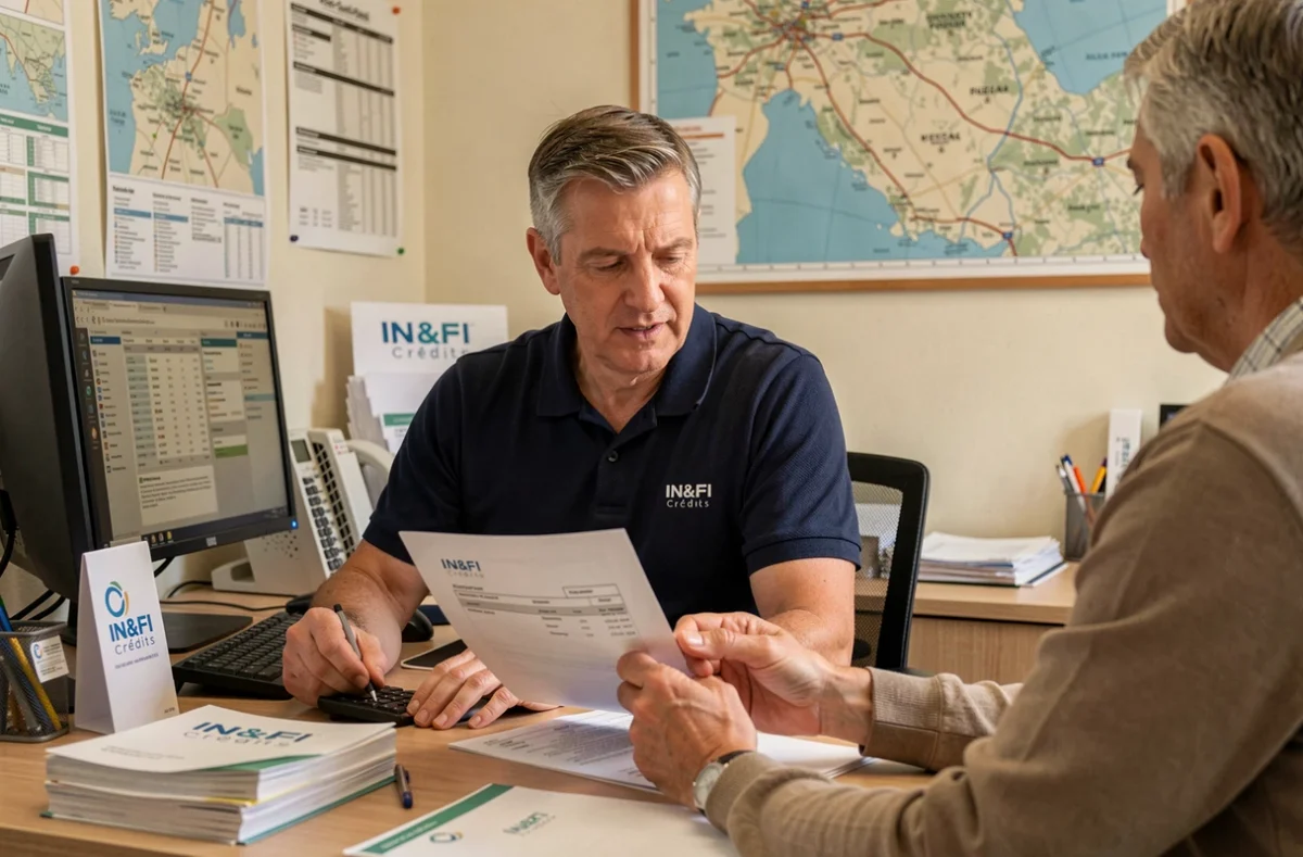 Conseiller IN&FI Crédits en agence locale de Seine-Saint-Denis présentant une offre de prêt immobilier à un client
