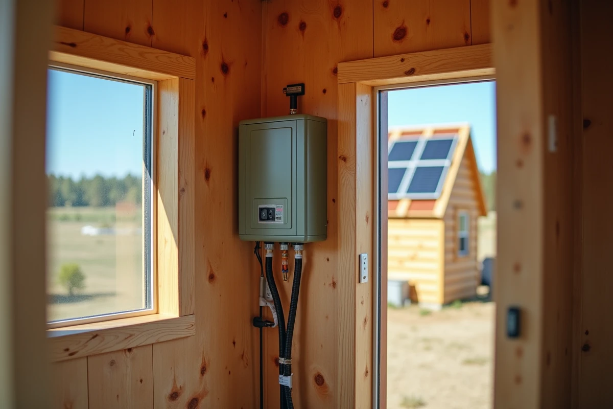 Tableau électrique et système de stockage batterie à l'intérieur d'une tiny house autonome sur terrain non constructible