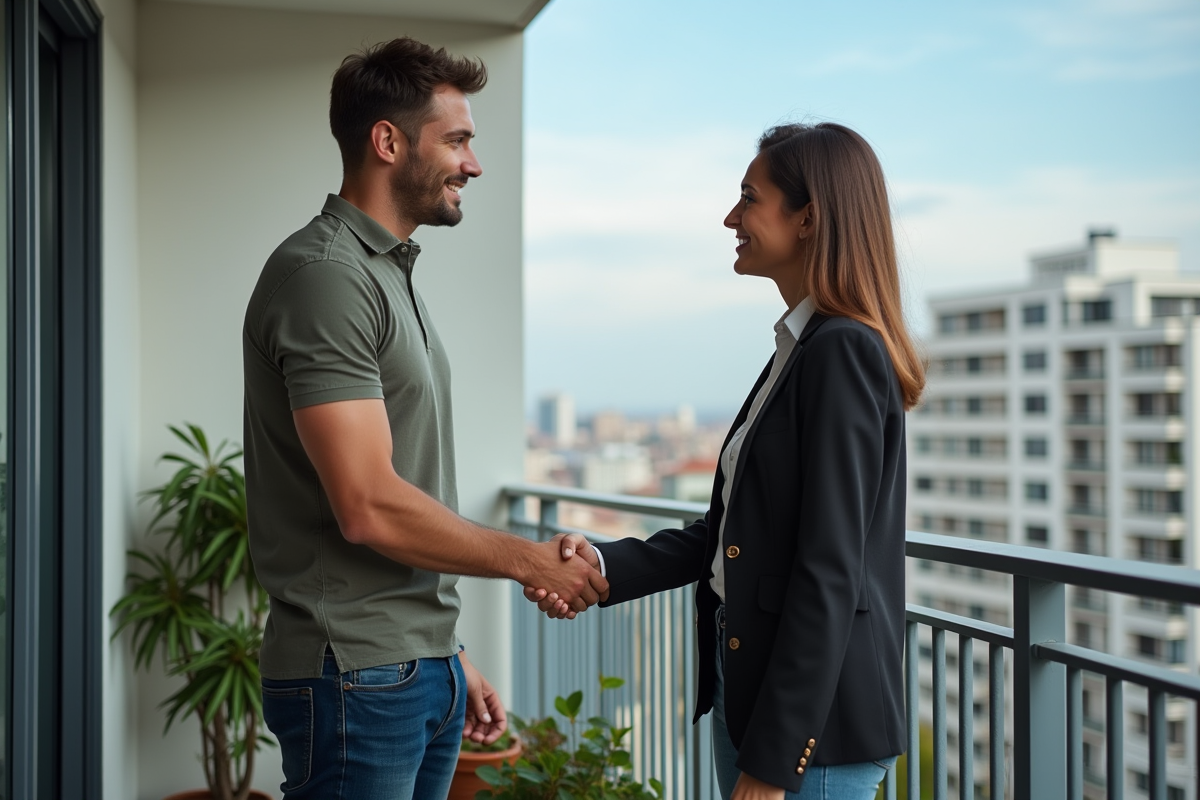 Jeune homme serrant la main d