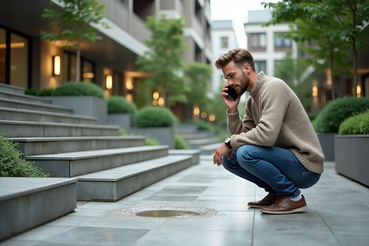 Jeune homme au téléphone près d