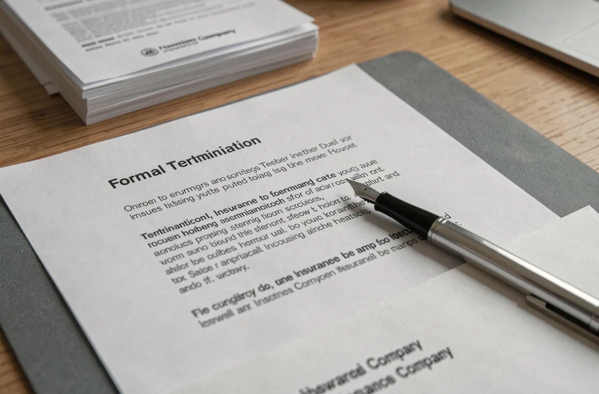 Lettre de résiliation d'assurance habitation tapée et prête à envoyer avec enveloppe et stylo