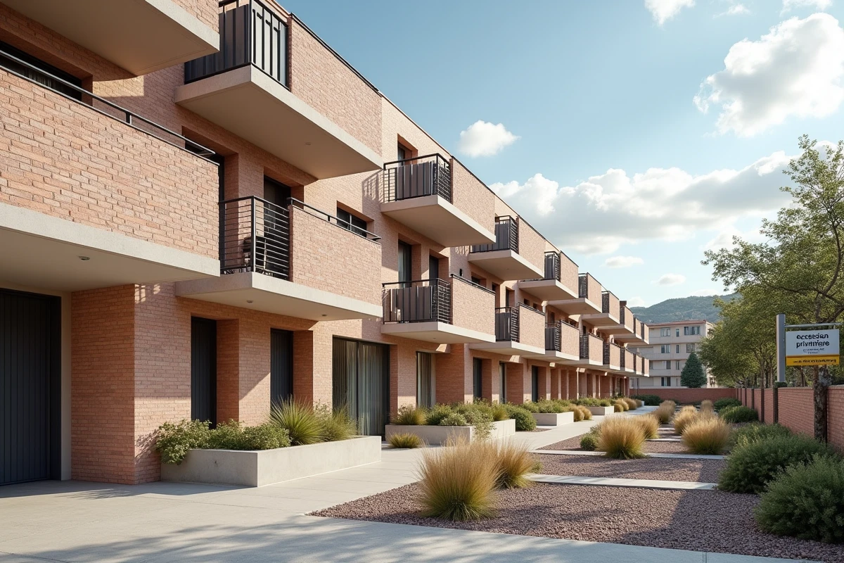 Résidence neuve en accession à prix maîtrisé PSLA à Toulouse avec architecture en brique rose